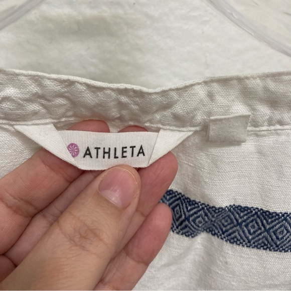 Athleta Women’s Navy and White Striped V-Neck Tunic Coverup Dress Size Large - Picture 7 of 13